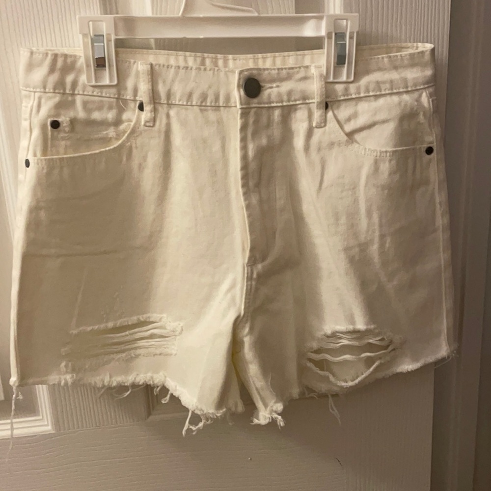 White jean shorts